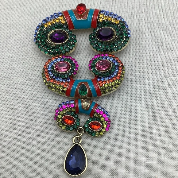 Unusual Multicolor Brooch Rhinestones Enamel - Picture 1 of 5